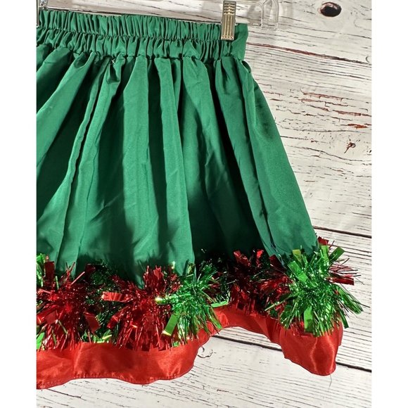 New Love & Let Love Candy Cane Skater Skirt Tinsel Trim Juniors Size XS Green - Picture 12 of 16